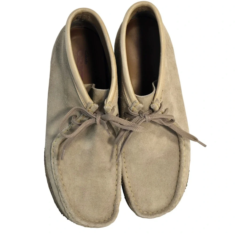 Clarks Originals Wallabee Boots Mens Sand Beige Suede Crepe Sole Chukka